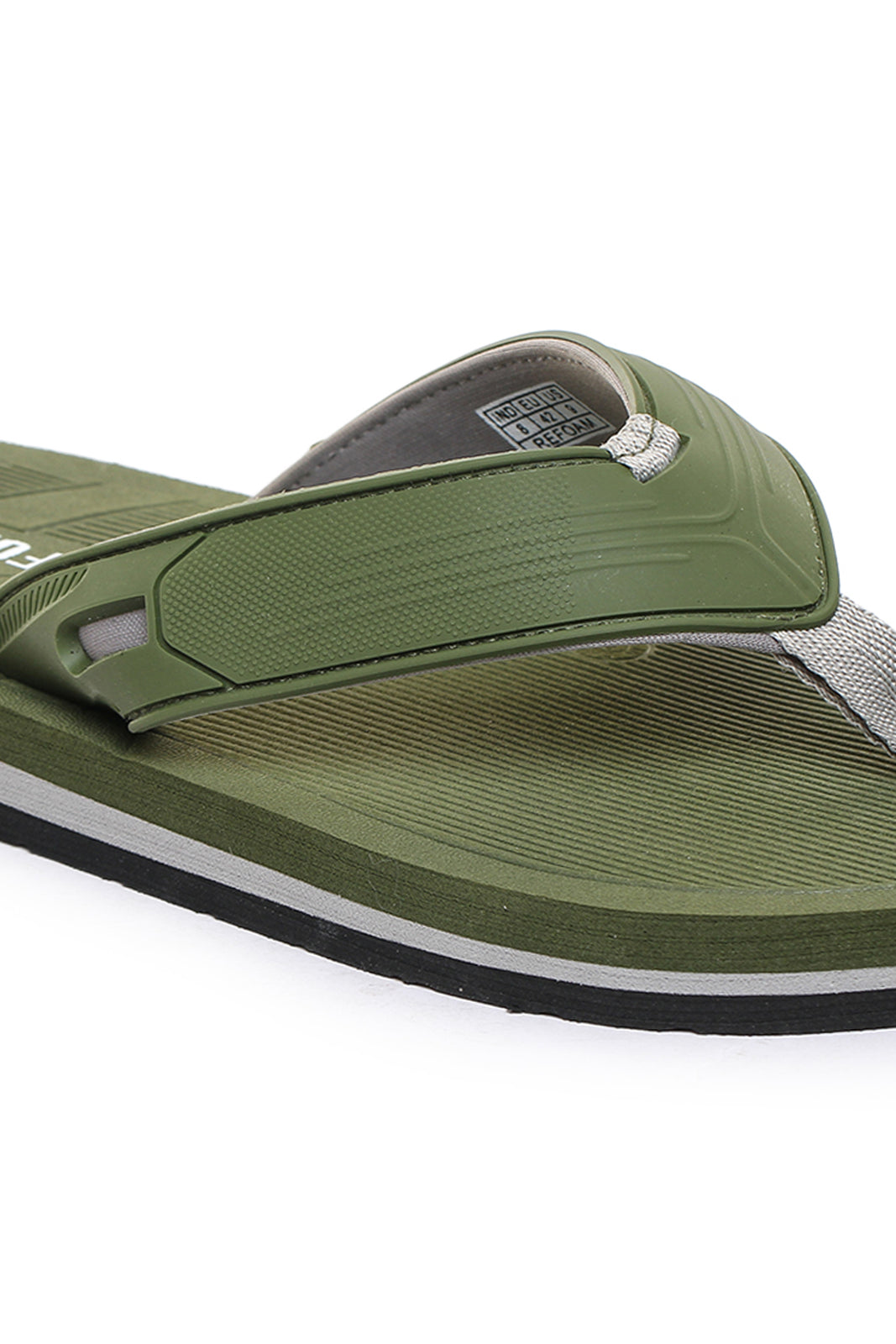Green Solid Rubber Slip On Casual Slippers For Men