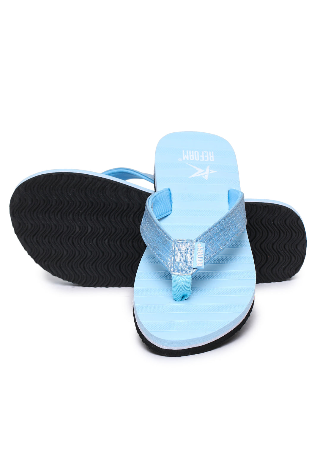 Blue Solid Leather Slip On Casual Slippers For Women