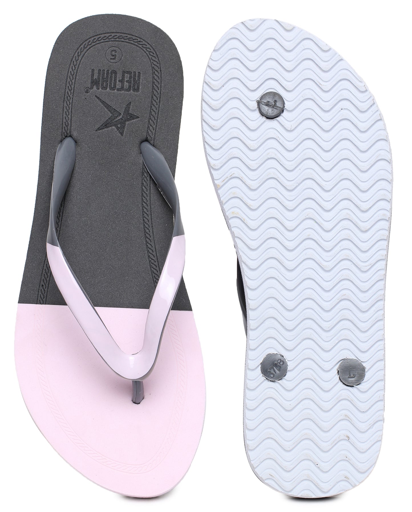 Pink Solid Rubber Slip On Casual Slippers For Women