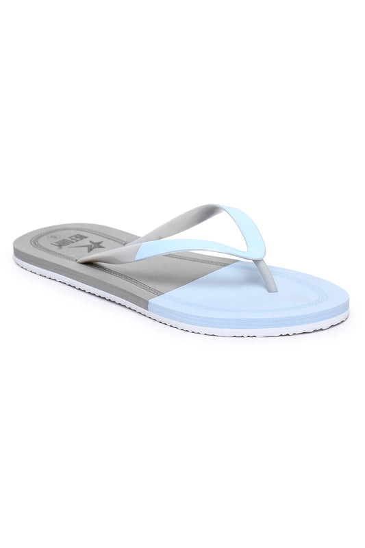 Blue Solid Rubber Slip On Casual Slippers For Women