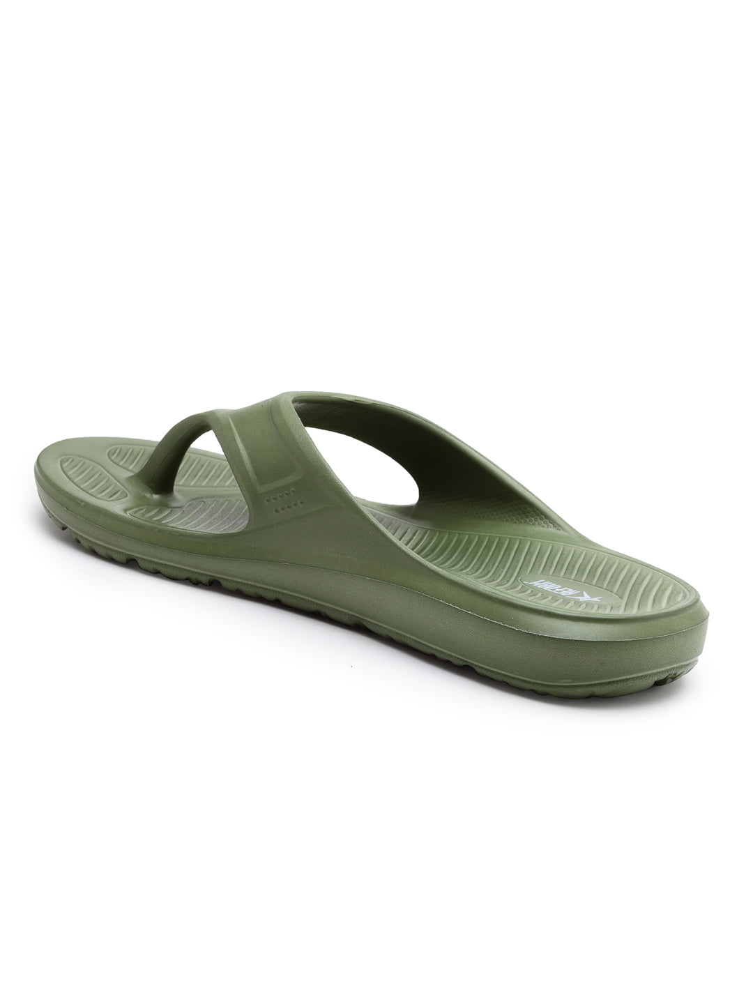 Olive Solid EVA Rubber Slip On Casual Slippers For Men