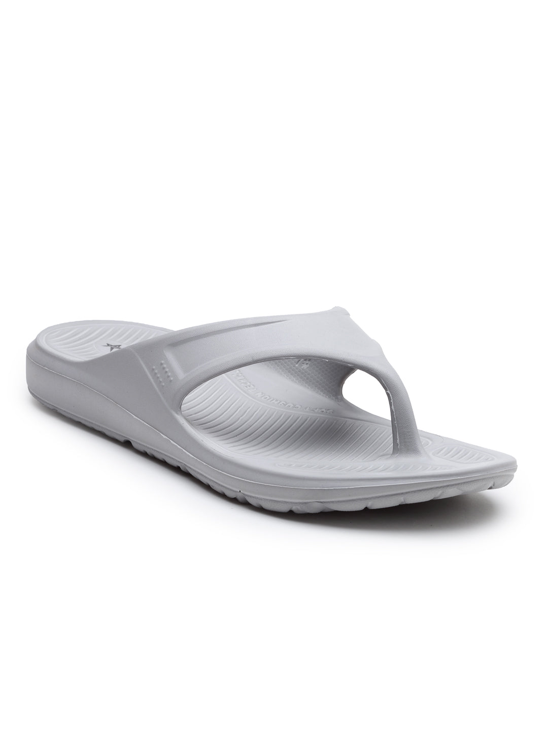 Light Grey Solid EVA Rubber Slip On Casual Slippers For Men