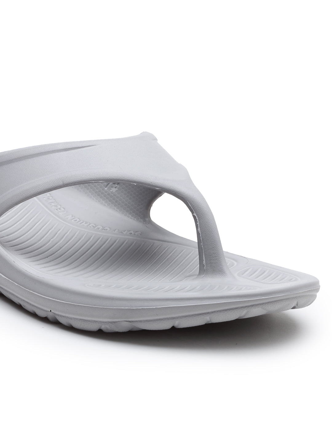 Light Grey Solid EVA Rubber Slip On Casual Slippers For Men