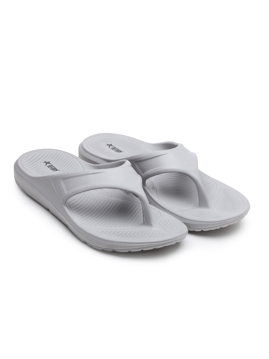 Light Grey Solid EVA Rubber Slip On Casual Slippers For Men