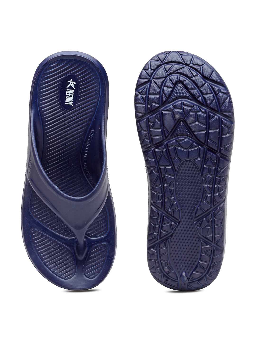 Navy Blue Solid EVA Rubber Slip On Casual Slippers For Men