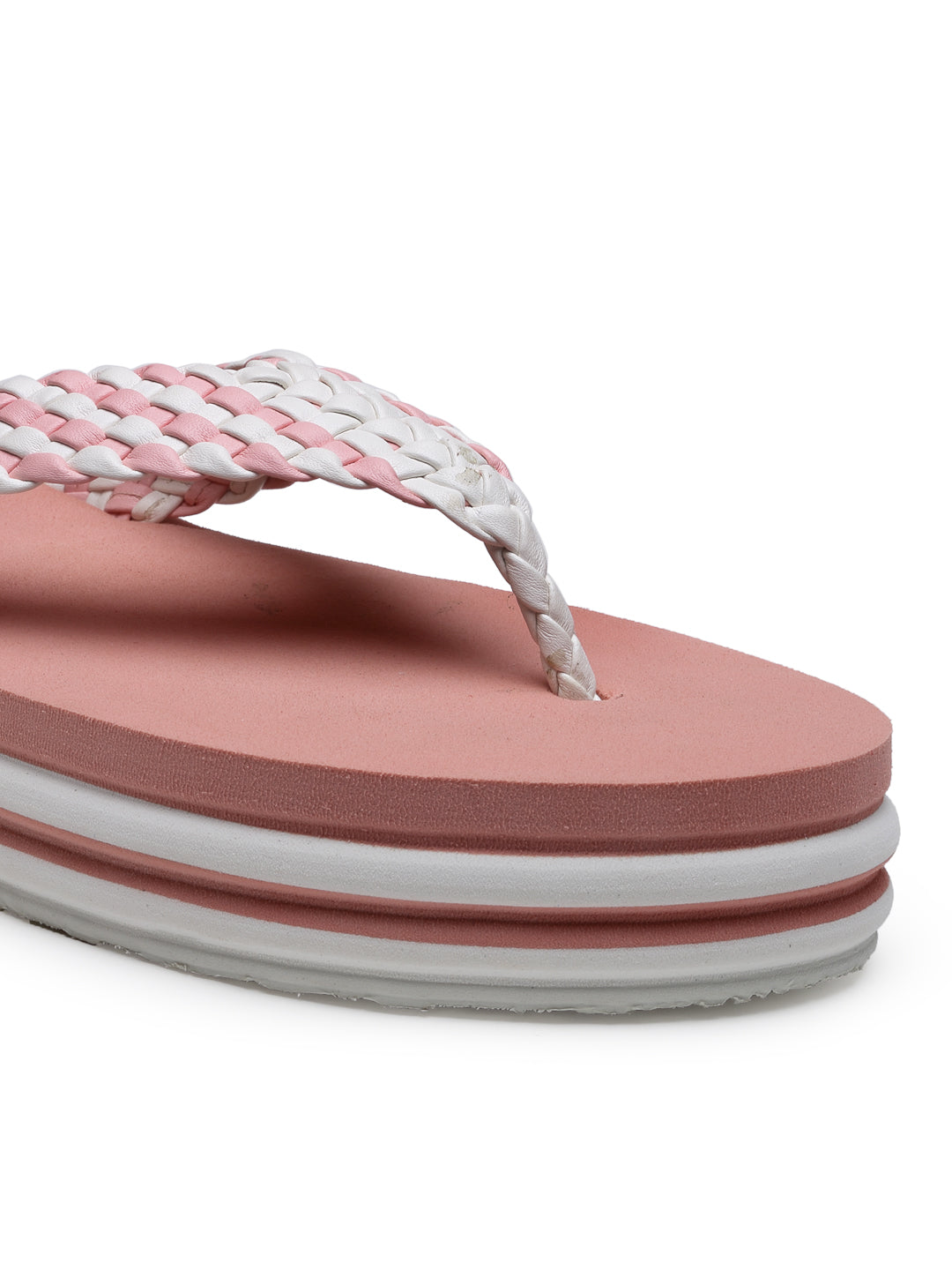 Pink Solid PU Leather Slip On Casual Slippers For Women