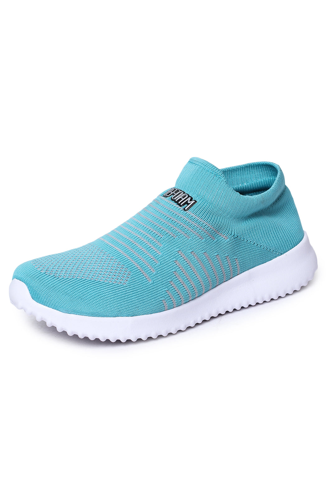 Blue Solid Mesh Slip On Running Sport Shoes For Women