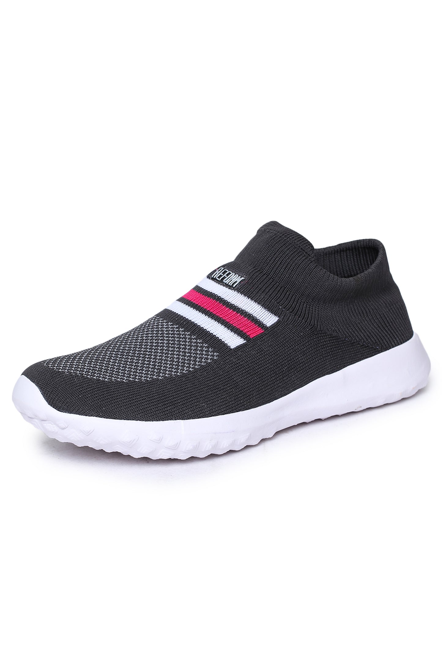 Black Solid Mesh Slip On Running Sport Shoes For Women