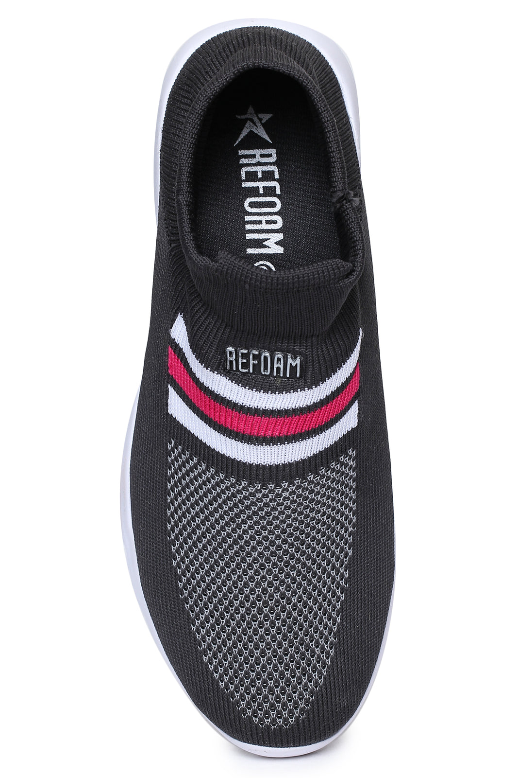 Black Solid Mesh Slip On Running Sport Shoes For Women