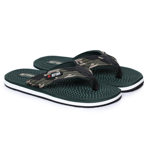 Load image into Gallery viewer, Green Solid Fabric Slip On Casual Slippers For Men
