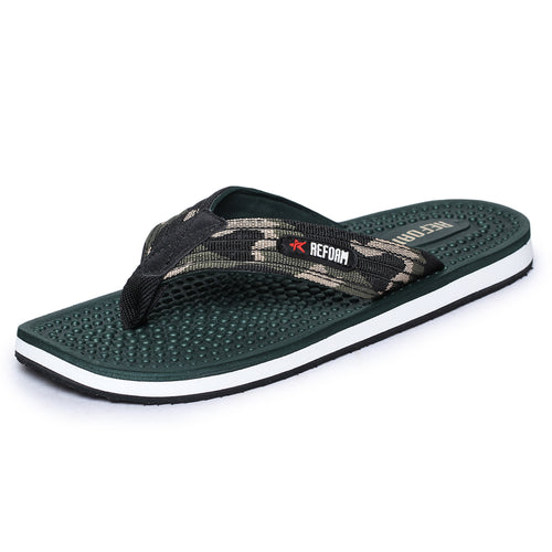 Load image into Gallery viewer, Green Solid Fabric Slip On Casual Slippers For Men
