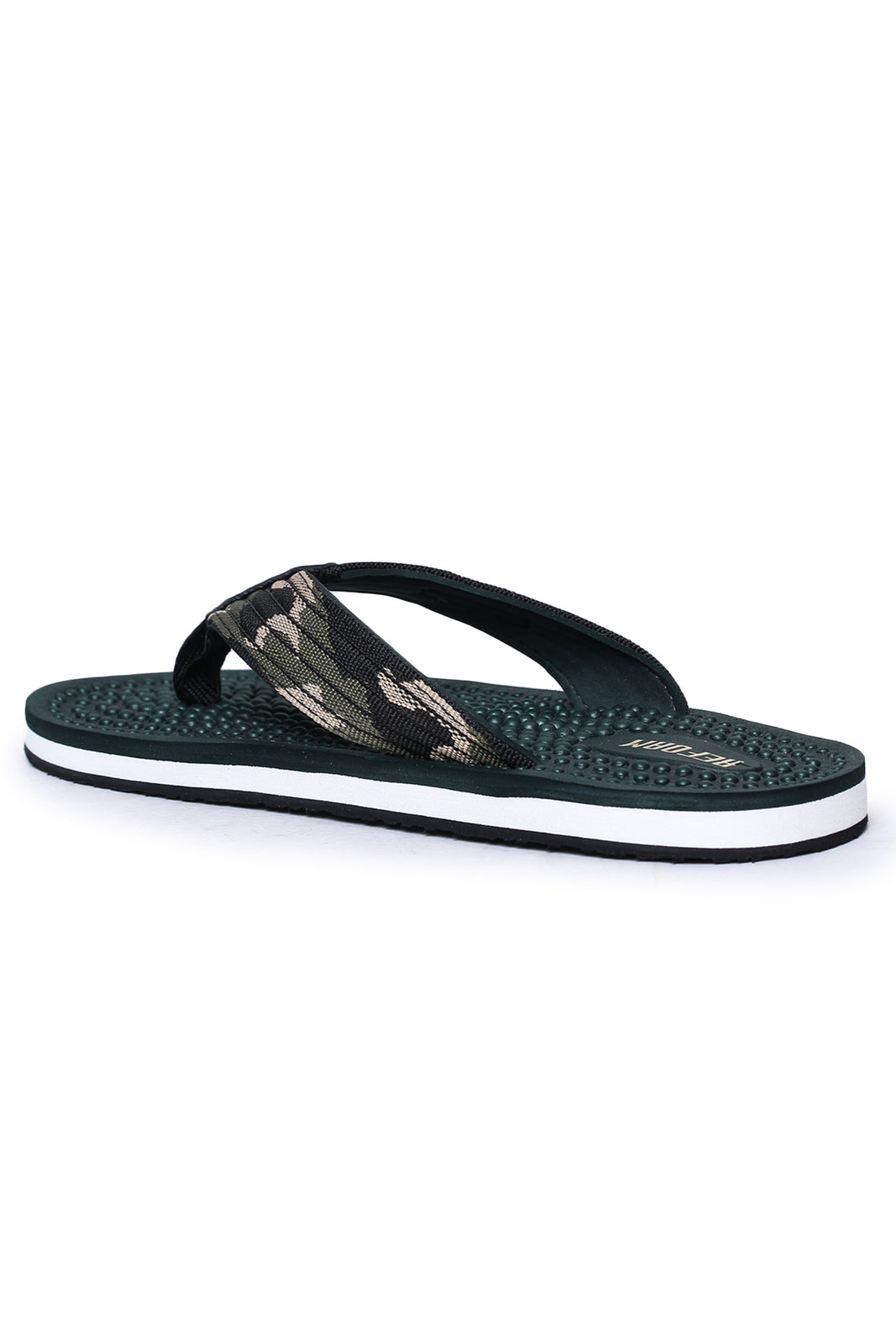 Green Solid Fabric Slip On Casual Slippers For Men
