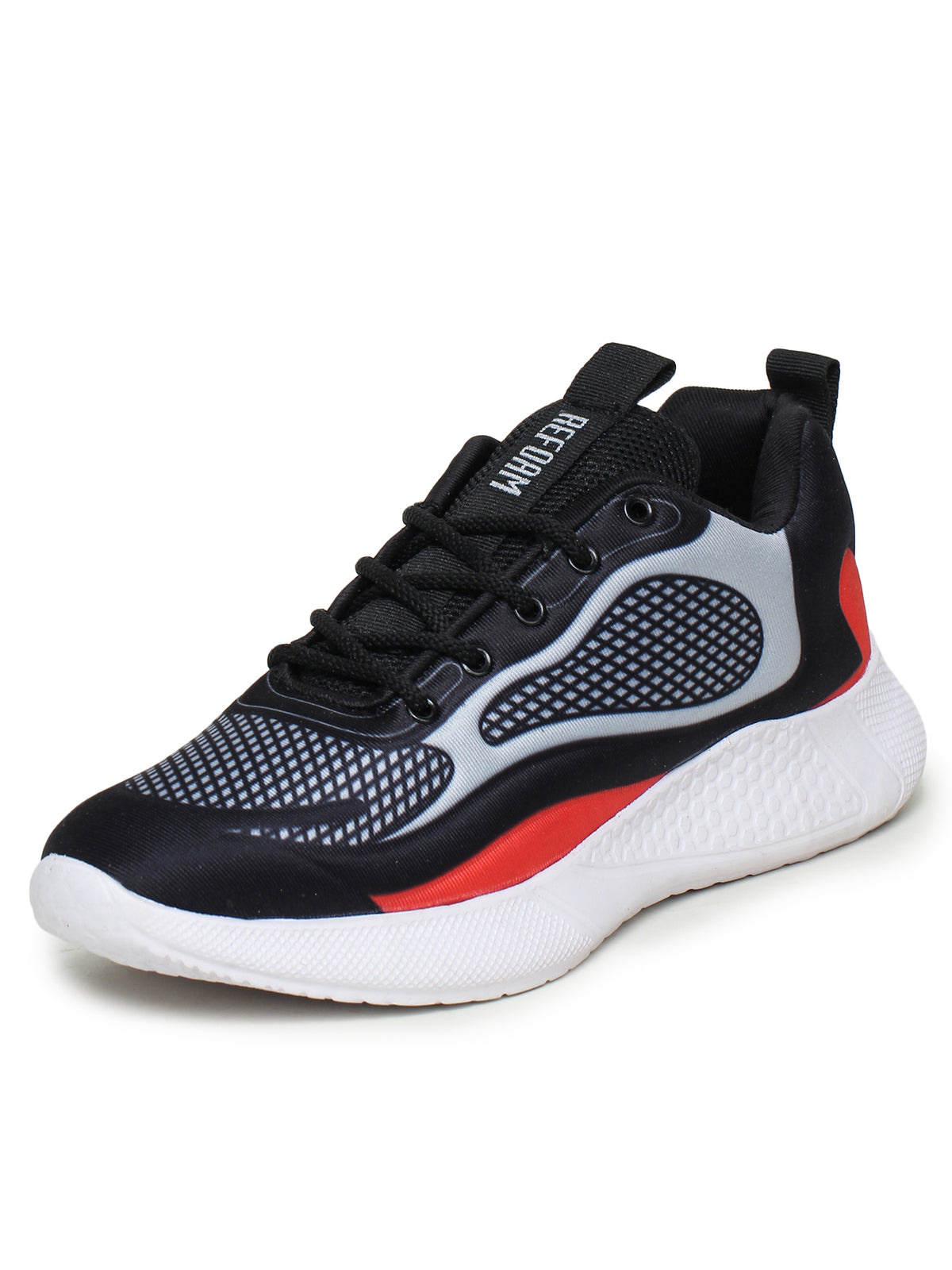 Red Solid Fabric Lace Up Running Sport Shoes For Men