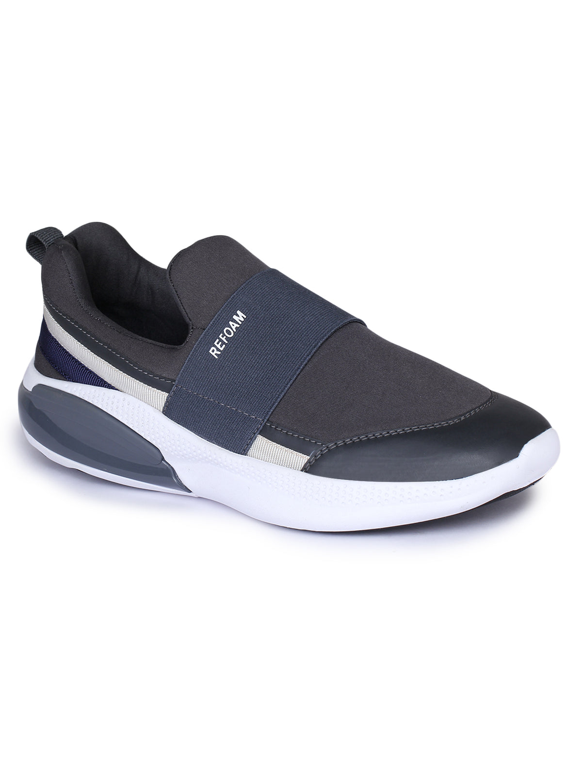 Grey Solid Mesh Slip On Lifestyle Casual Shoes For Men