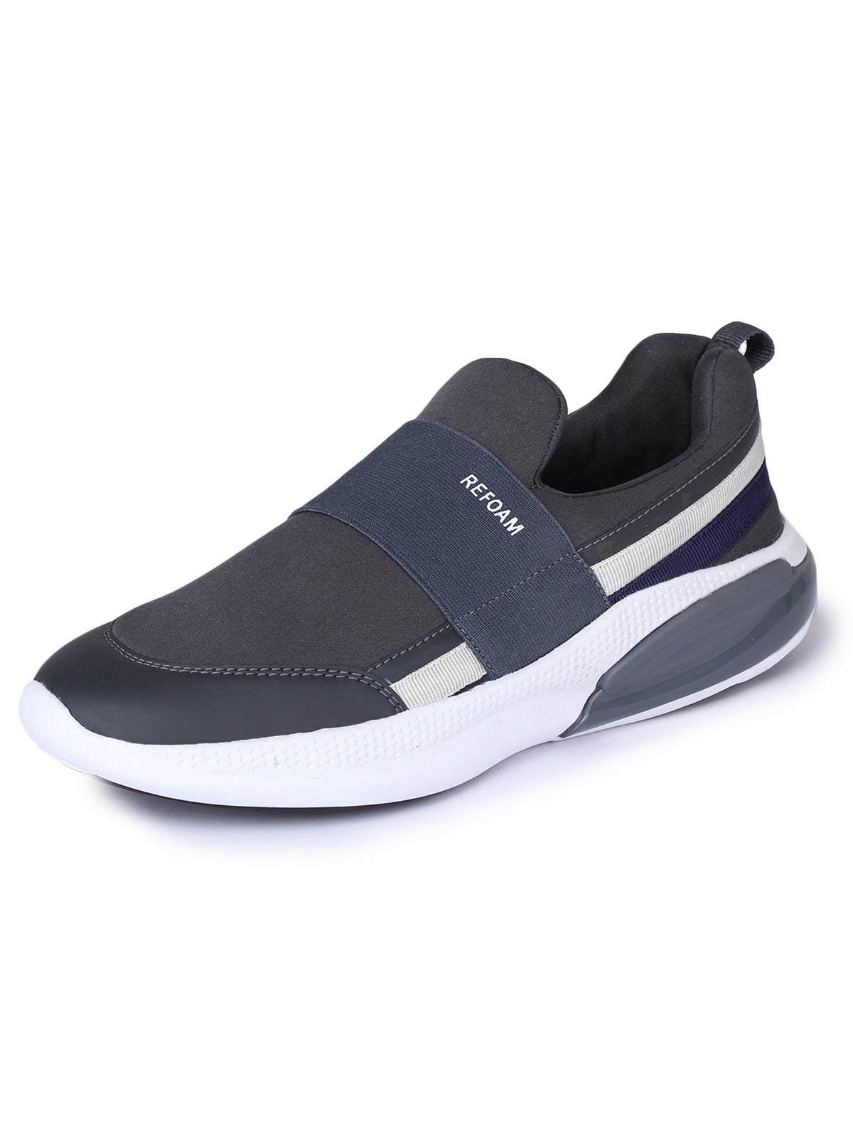 Grey Solid Mesh Slip On Lifestyle Casual Shoes For Men