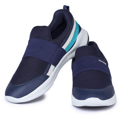 Load image into Gallery viewer, Navy Blue Solid Mesh Slip On Lifestyle Casual Shoes For Men
