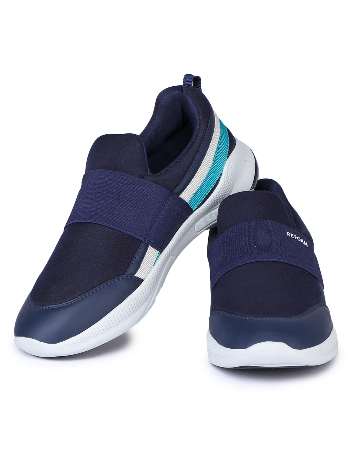Navy Blue Solid Mesh Slip On Lifestyle Casual Shoes For Men