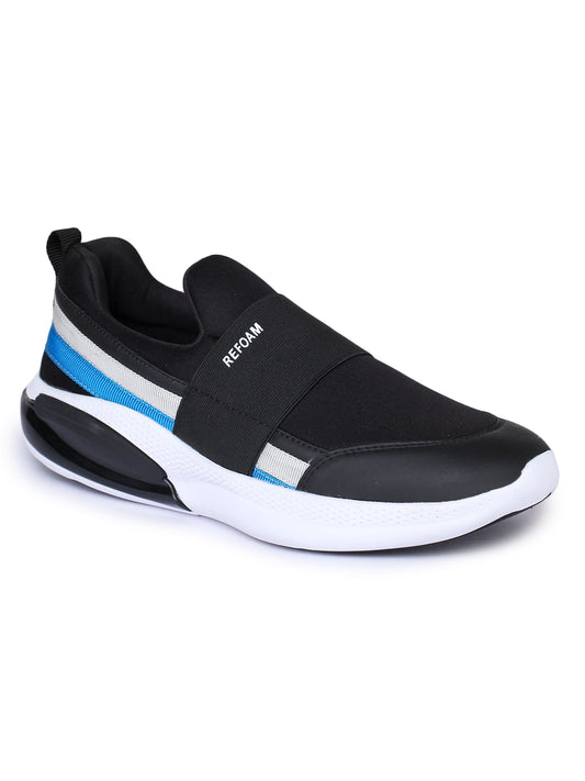 Black Solid Mesh Slip On Lifestyle Casual Shoes For Men