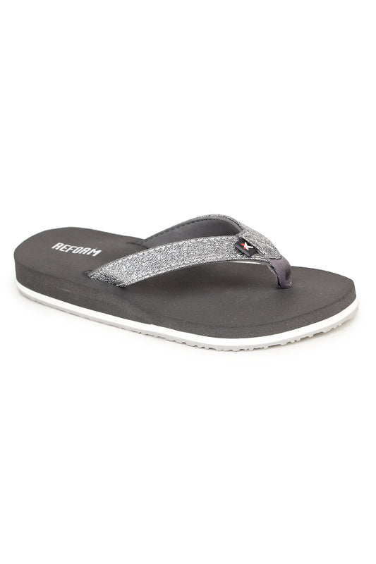 Grey Solid Rubber Slip On Casual Slippers For Women