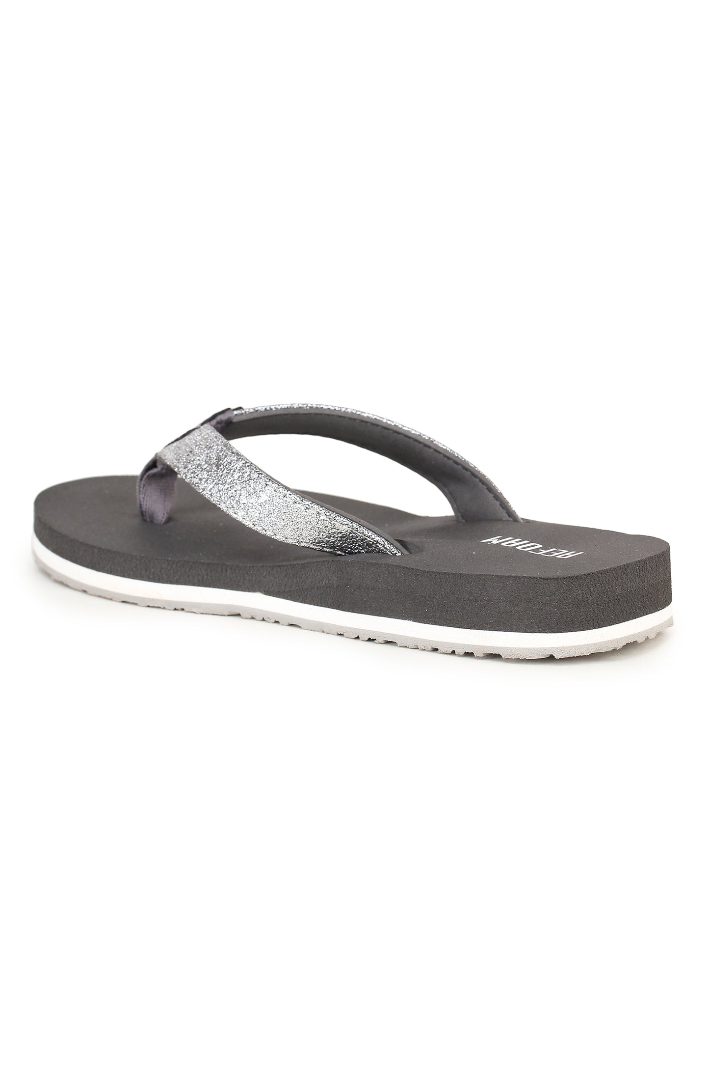 Grey Solid Rubber Slip On Casual Slippers For Women