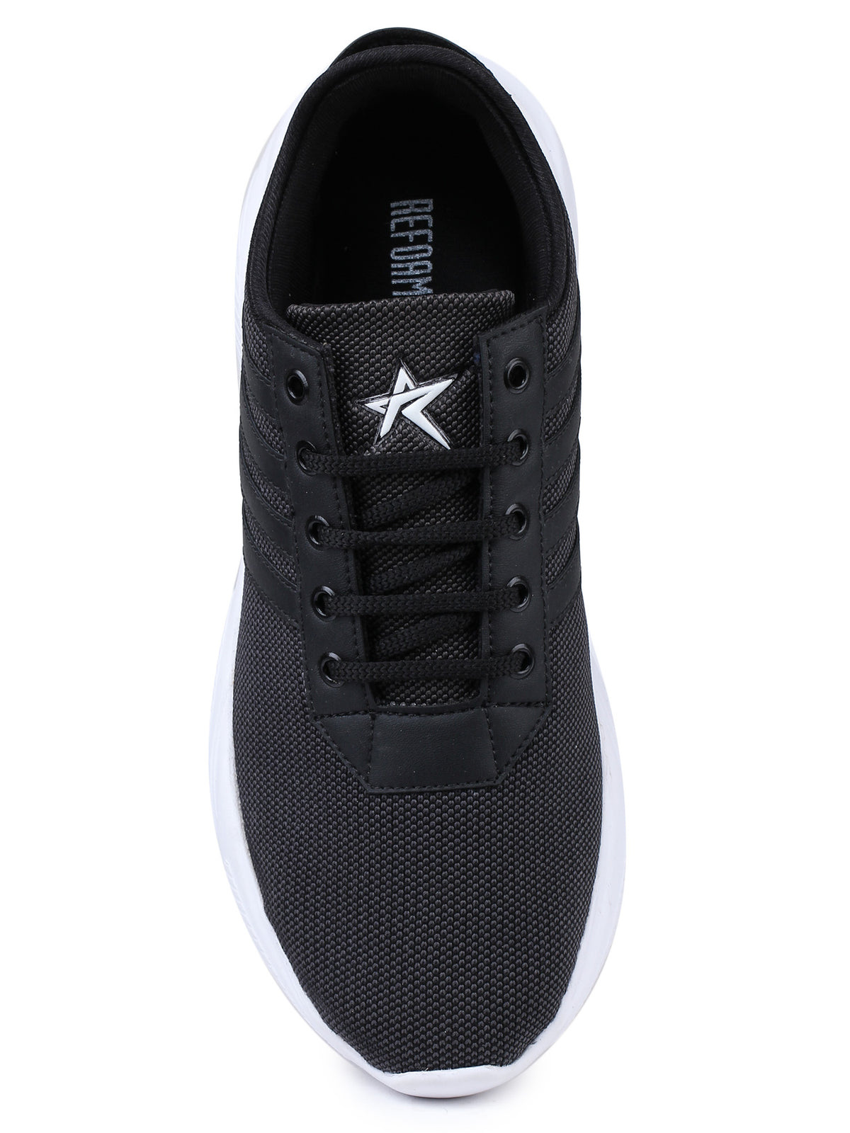 Black Solid Mesh Lace Up Lifestyle Casual Shoes For Men