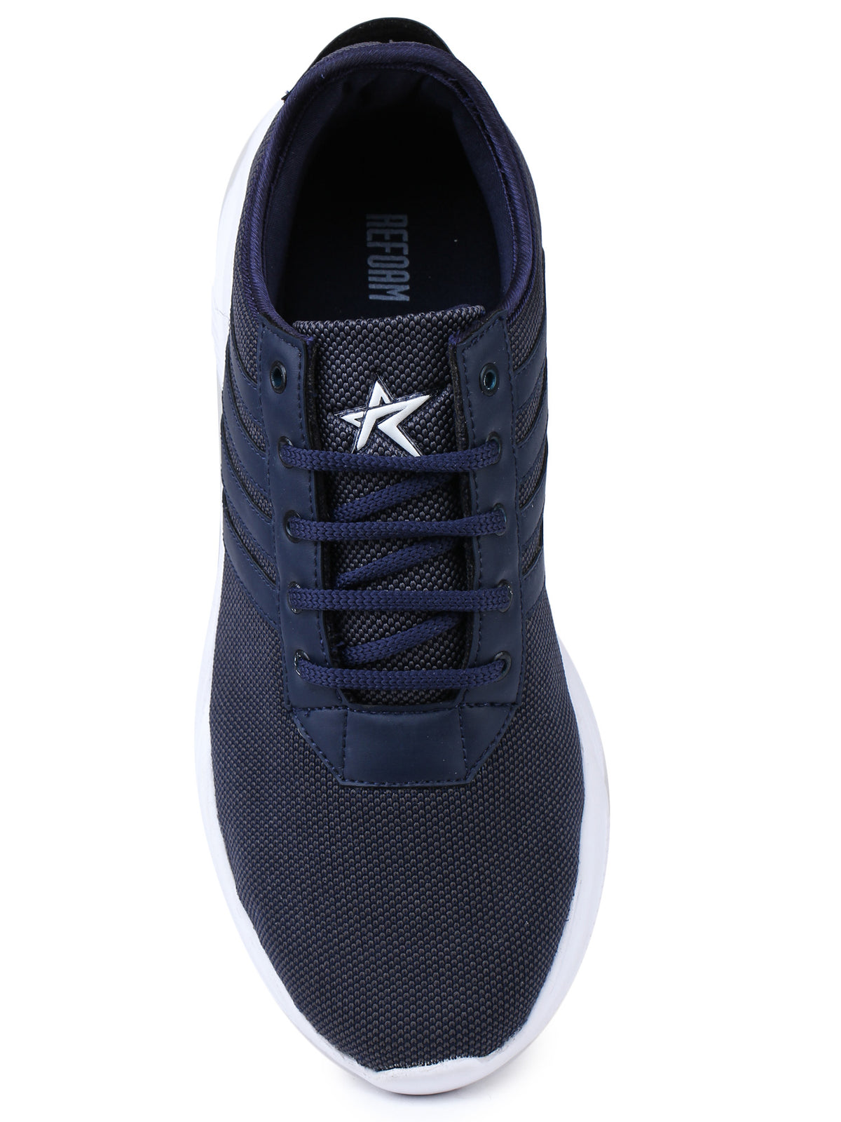 Navy Blue Solid Mesh Lace Up Lifestyle Casual Shoes For Men
