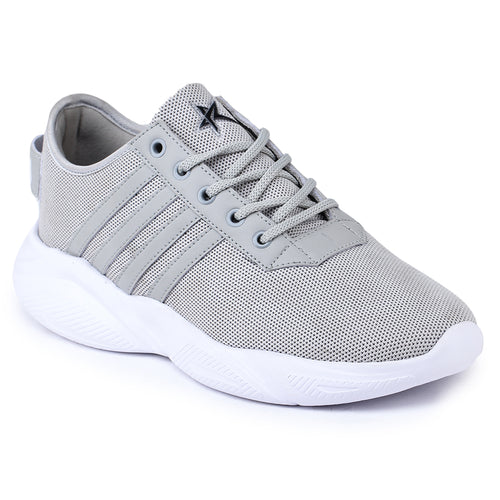 Load image into Gallery viewer, Grey Solid Mesh Lace Up Lifestyle Casual Shoes For Men
