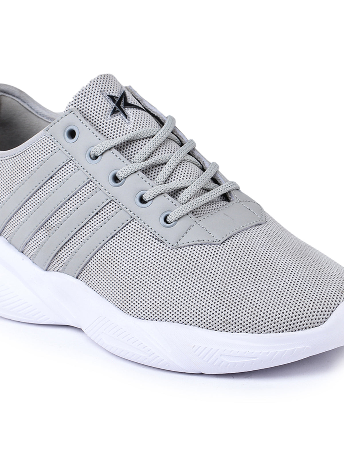 Grey Solid Mesh Lace Up Lifestyle Casual Shoes For Men