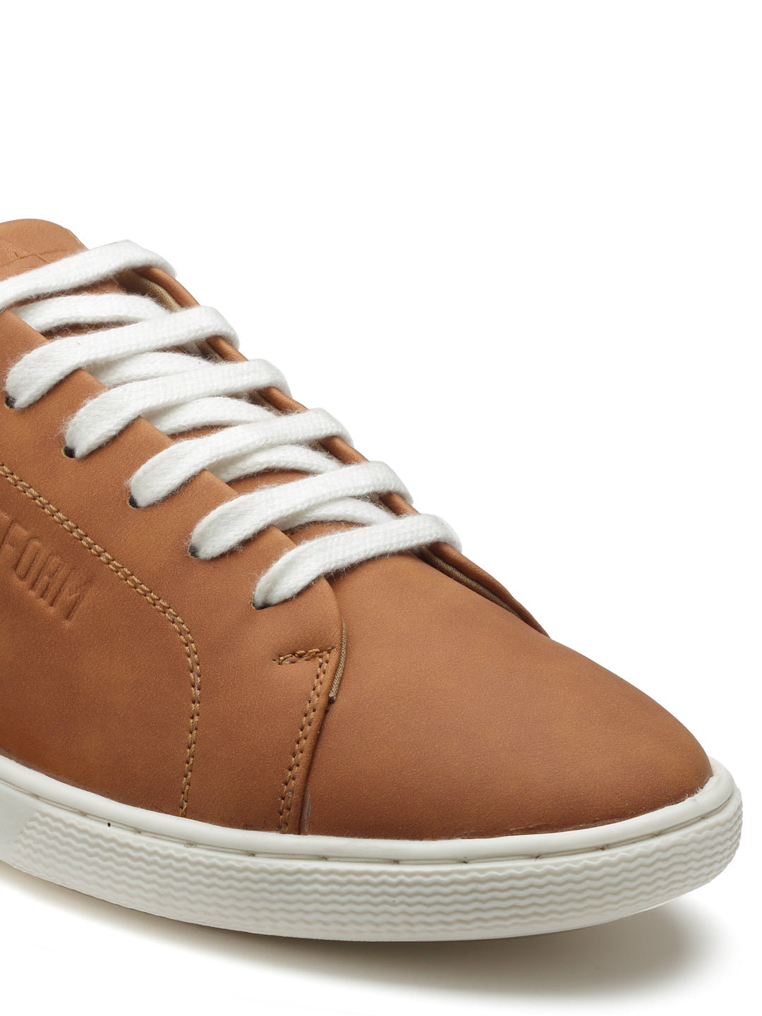 REFOAM Men's Tan Synthetic Leather Lace-Up Casual Sneaker