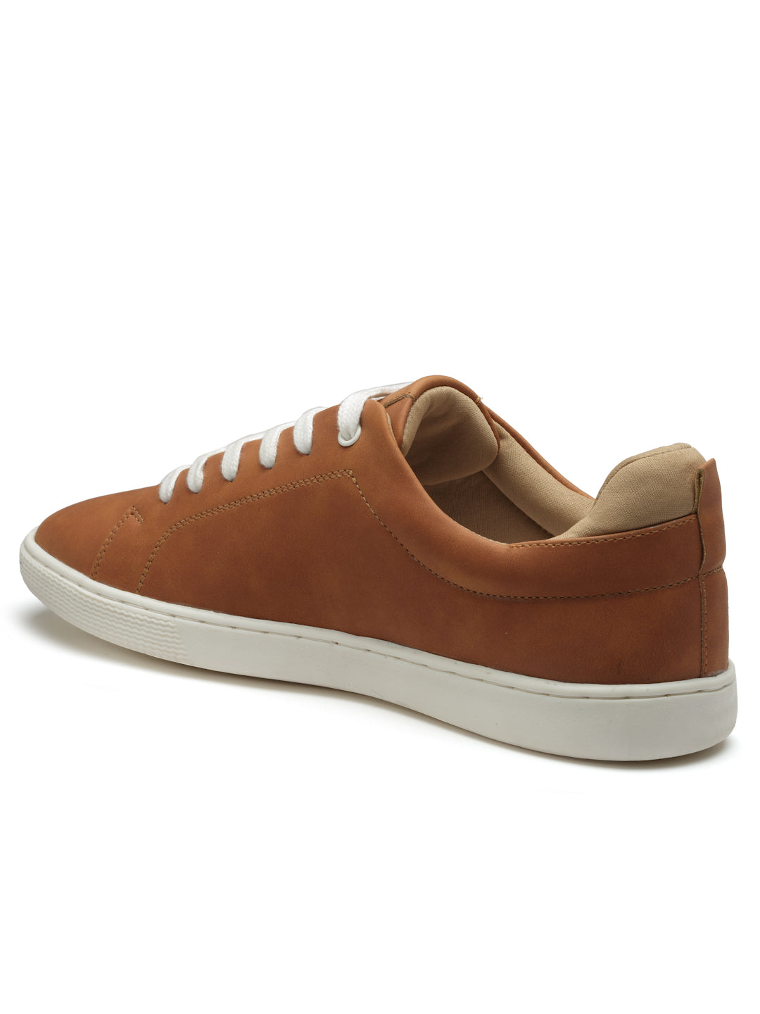 REFOAM Men's Tan Synthetic Leather Lace-Up Casual Sneaker