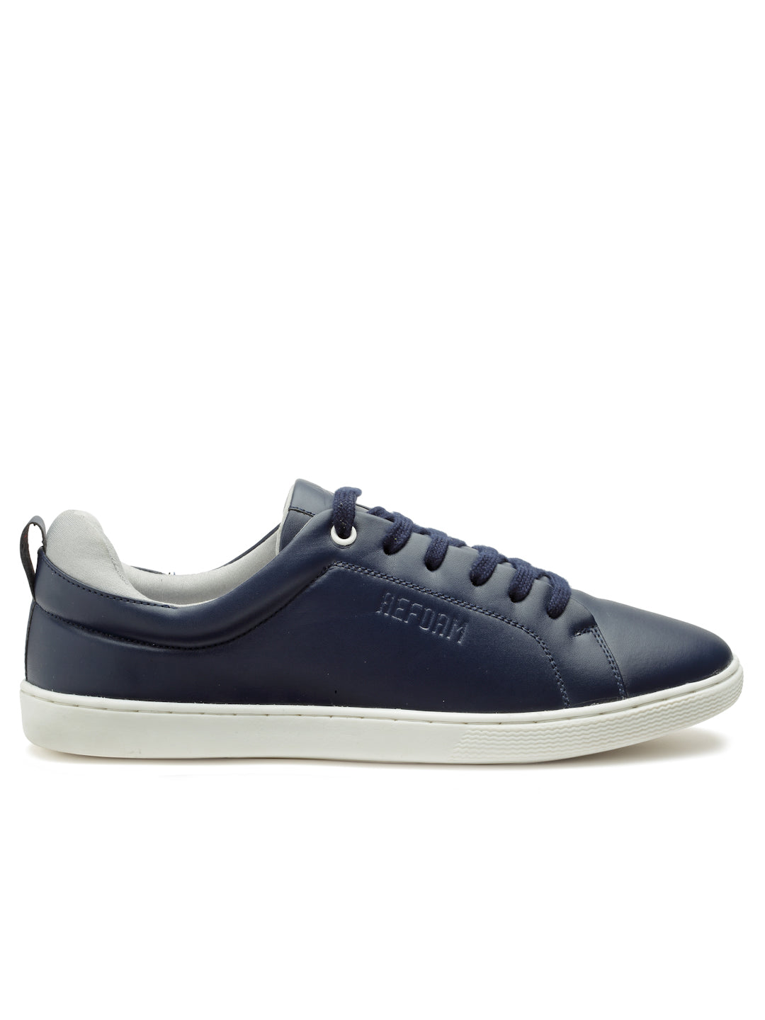 REFOAM Men's Navy & Grey Synthetic Leather Lace-Up Casual Sneaker