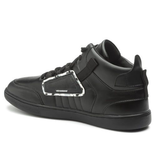 Load image into Gallery viewer, REFOAM Men&#39;s Black Synthetic Leather Lace-Up Casual Sneaker

