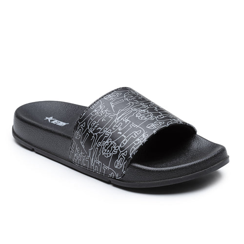 Load image into Gallery viewer, Black Grey Solid  PU Slip-On Sliders For Women

