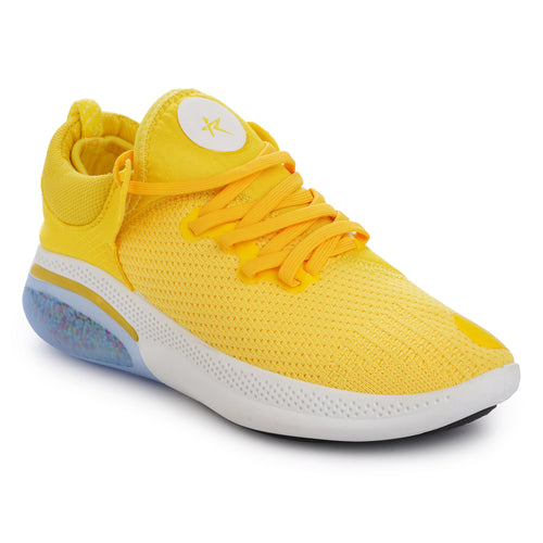 Load image into Gallery viewer, Yellow Solid Mesh Lace Up Sneakers For Men
