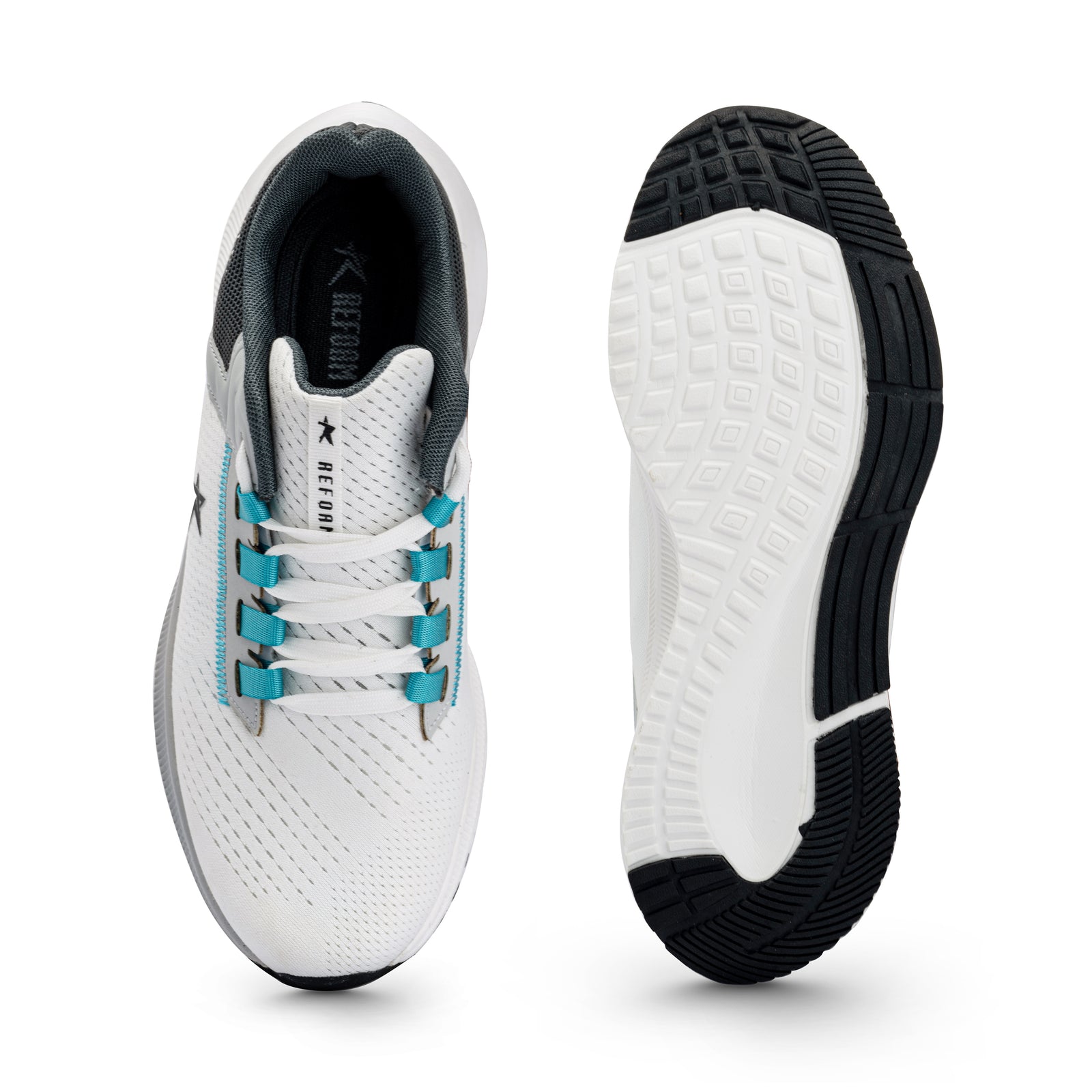 White Solid Mesh Lace Up Running Sport Shoes For Men