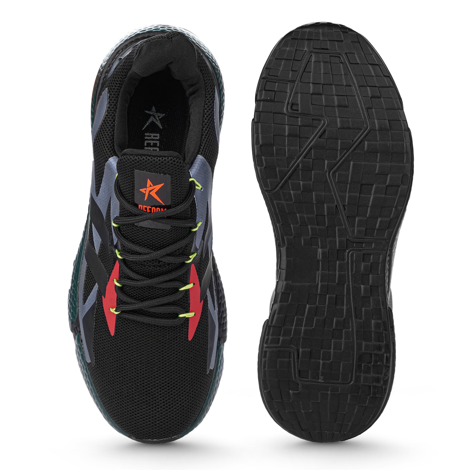 Orange Solid Mesh Lace Up Running Sport Shoes For Men