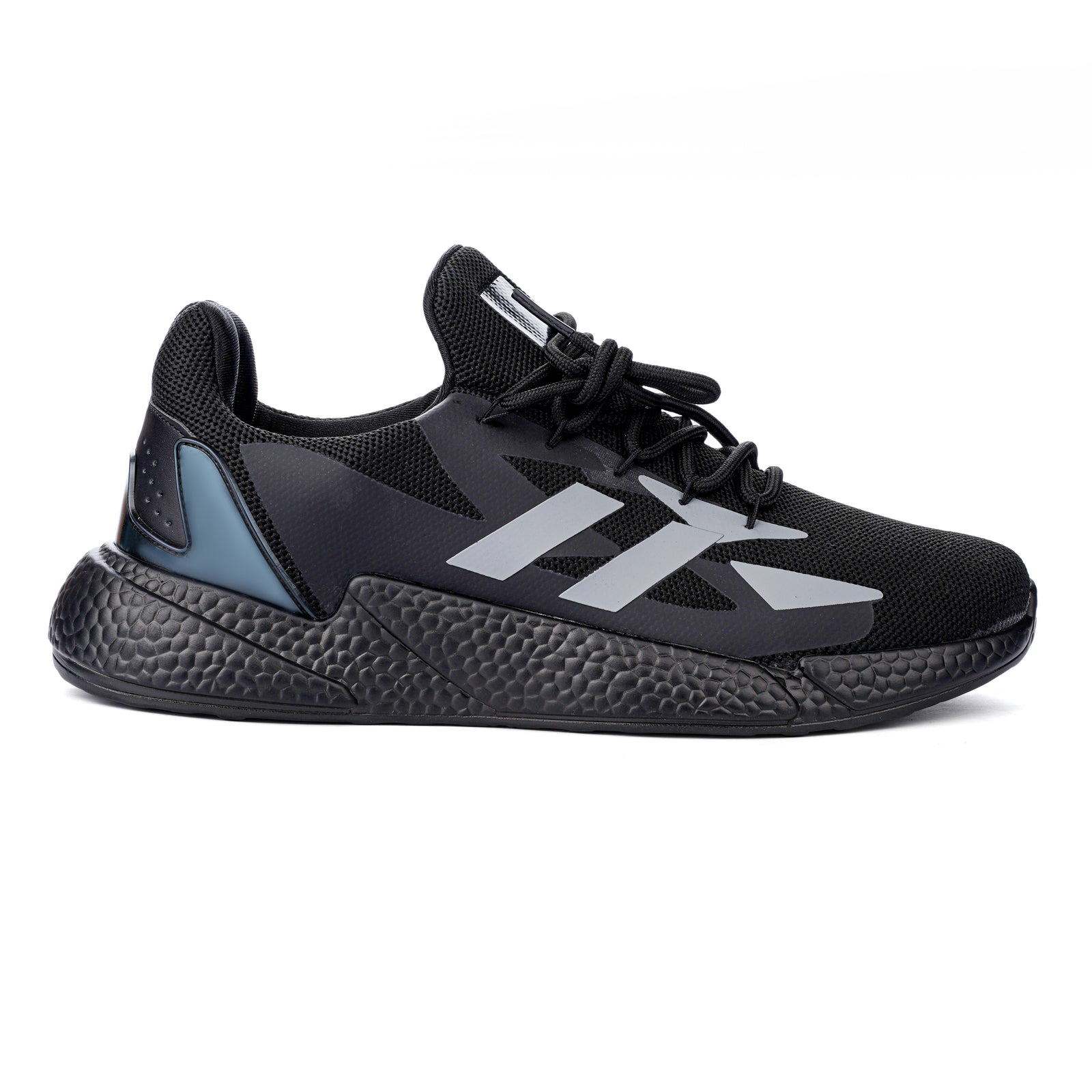 BLACK  Solid Mesh Lace Up Running Sport Shoes For Men