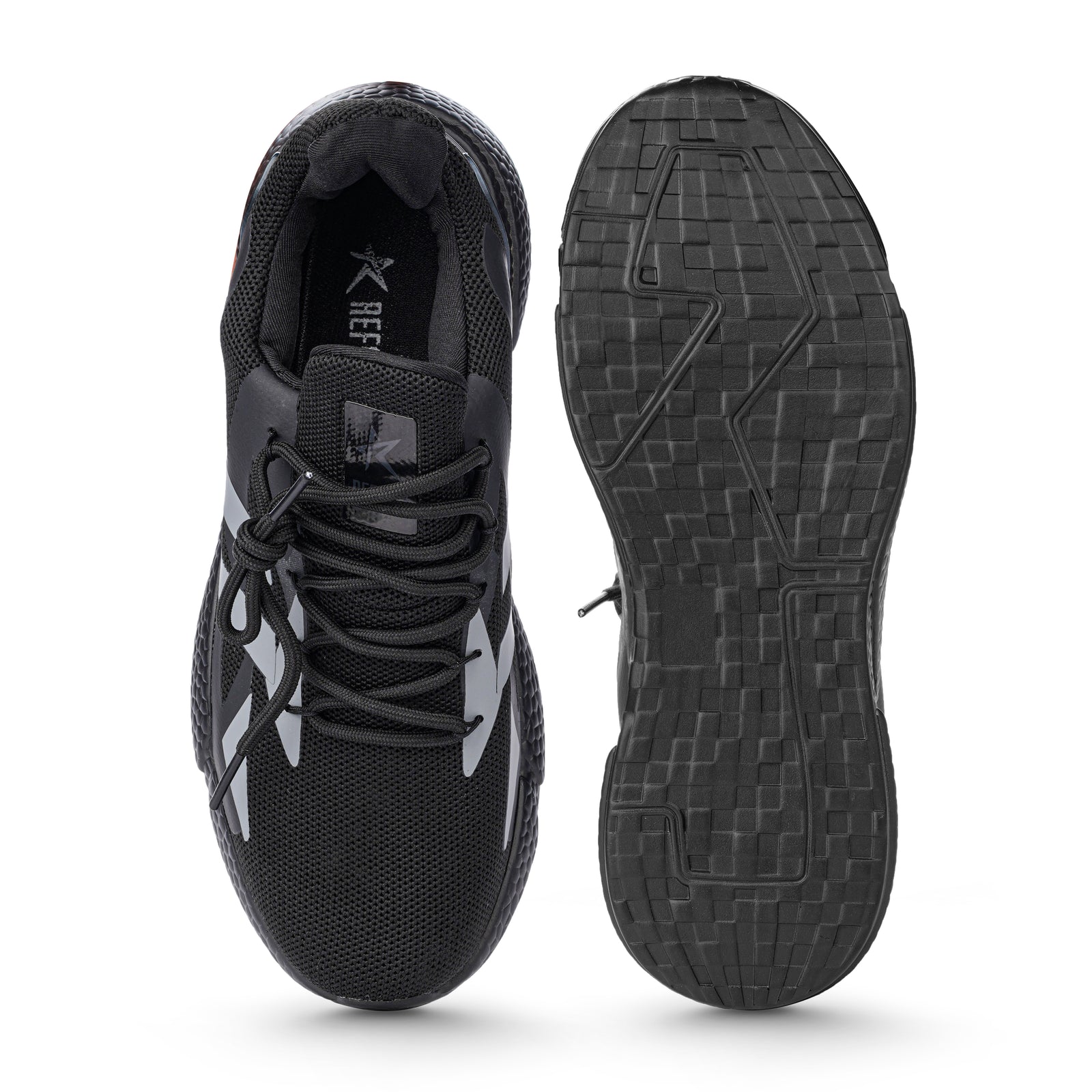 BLACK  Solid Mesh Lace Up Running Sport Shoes For Men