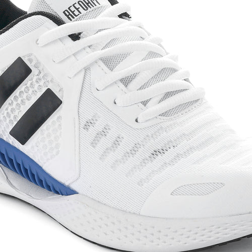 Load image into Gallery viewer, White &amp; Black Solid Mesh Lace Up Sneakers For Men
