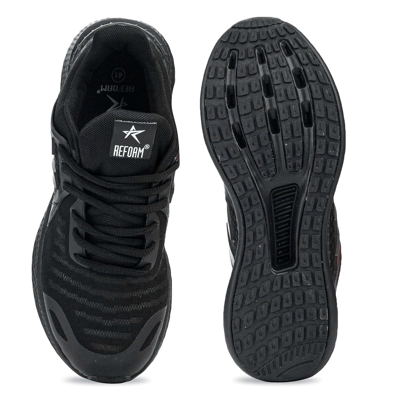 Black Solid Mesh Lace Up Sneakers For Men