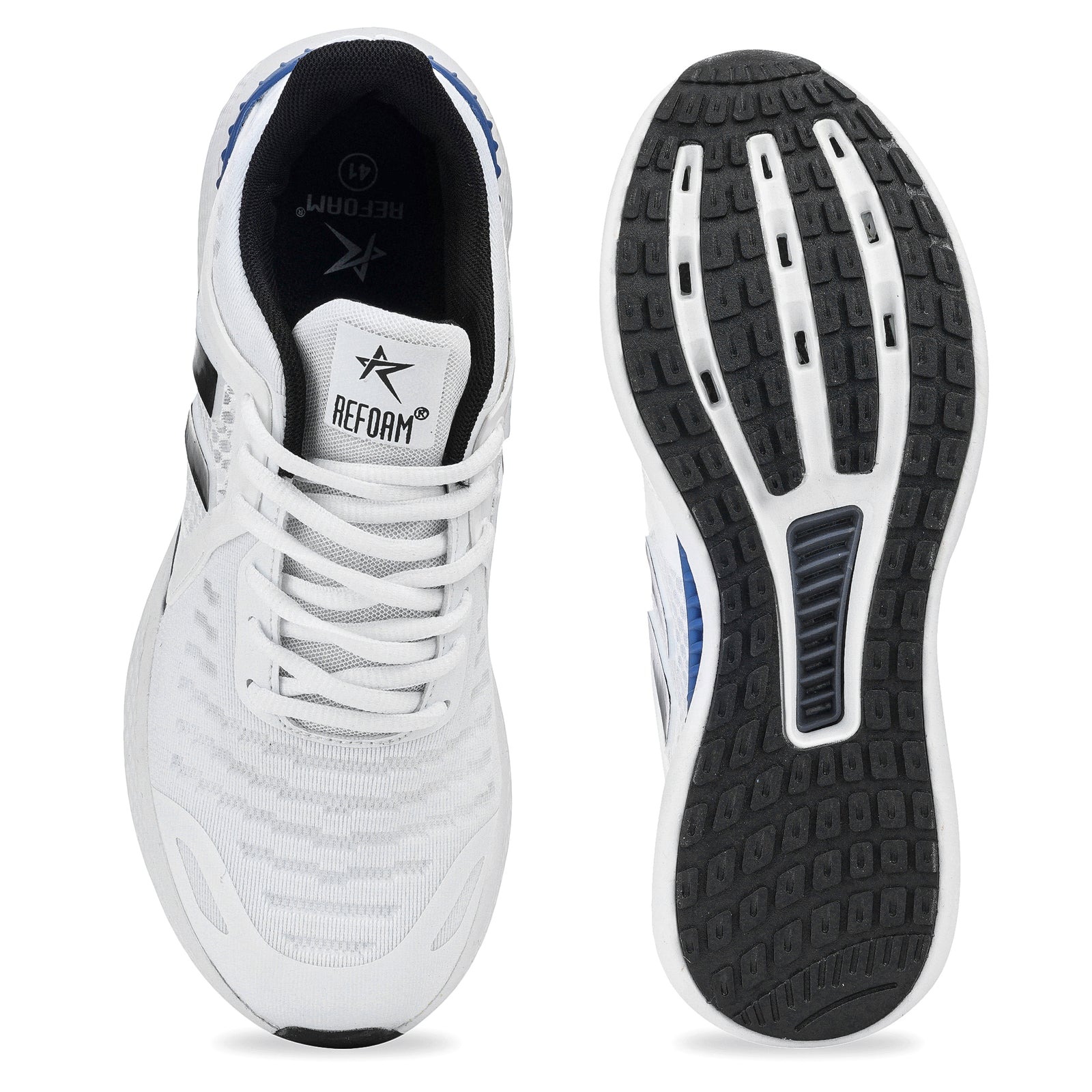 White & Black Solid Mesh Lace Up Sneakers For Men