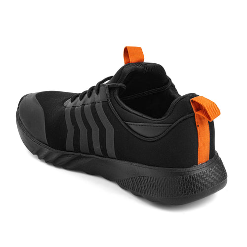 Load image into Gallery viewer, Black Solid Textile Lace Up Running Sport Shoes For Men
