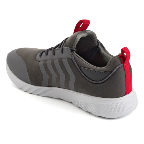 Load image into Gallery viewer, Grey Solid Textile Lace Up Running Sport Shoes For Men
