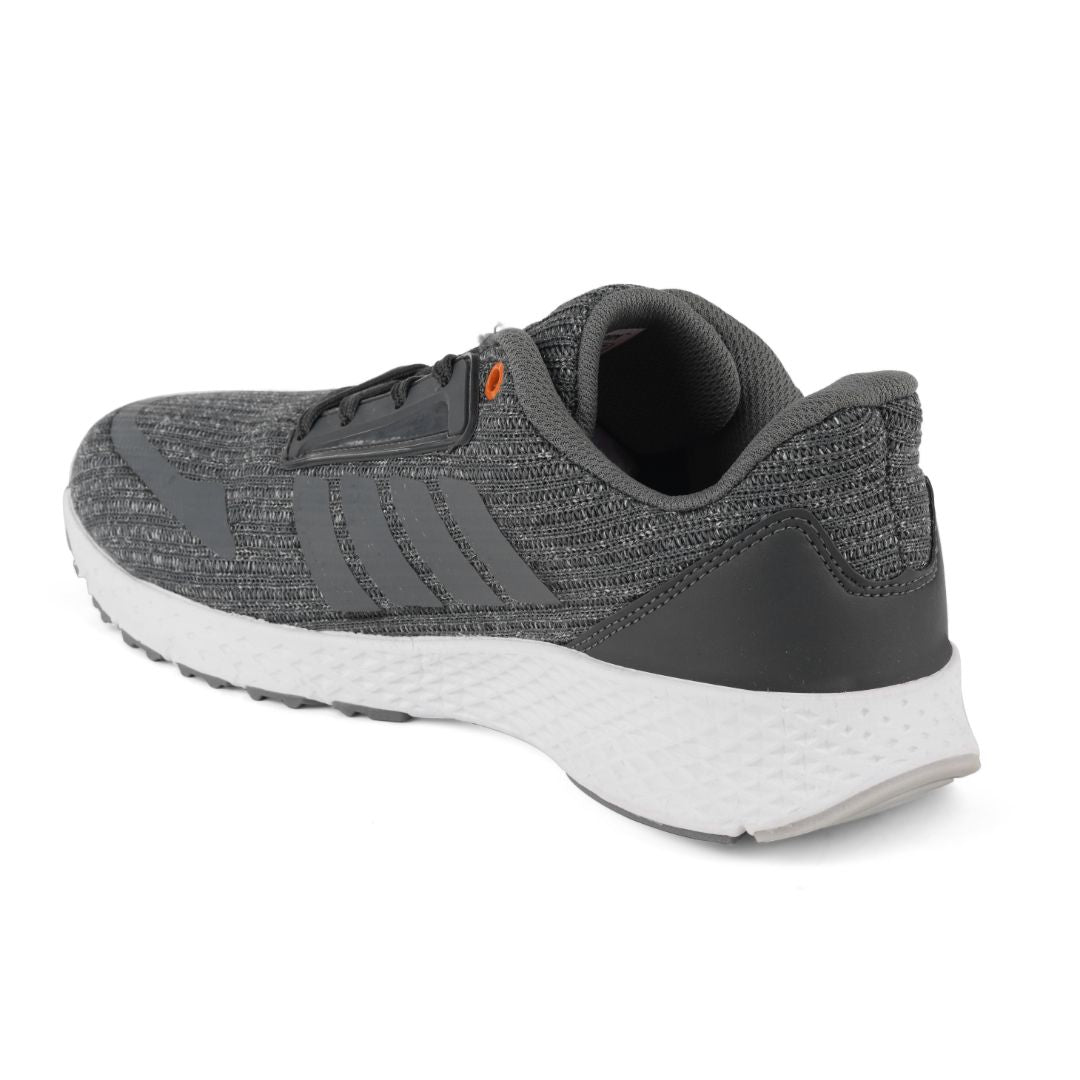 Grey Solid Textile Lace Up Running Sport Shoes For Men