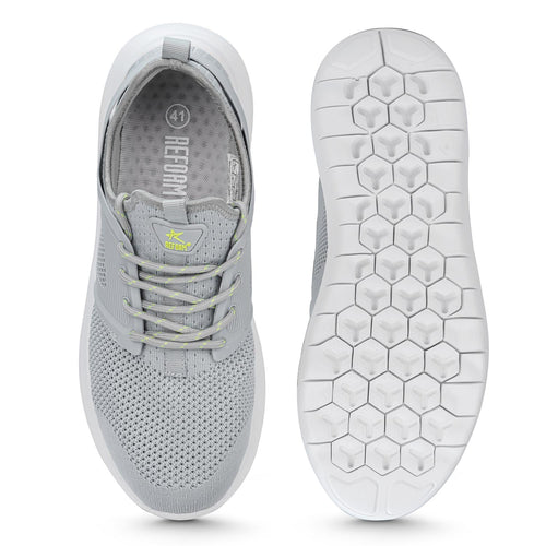 Load image into Gallery viewer, Grey Solid Mesh Lace Up Running Sport Shoes For Men
