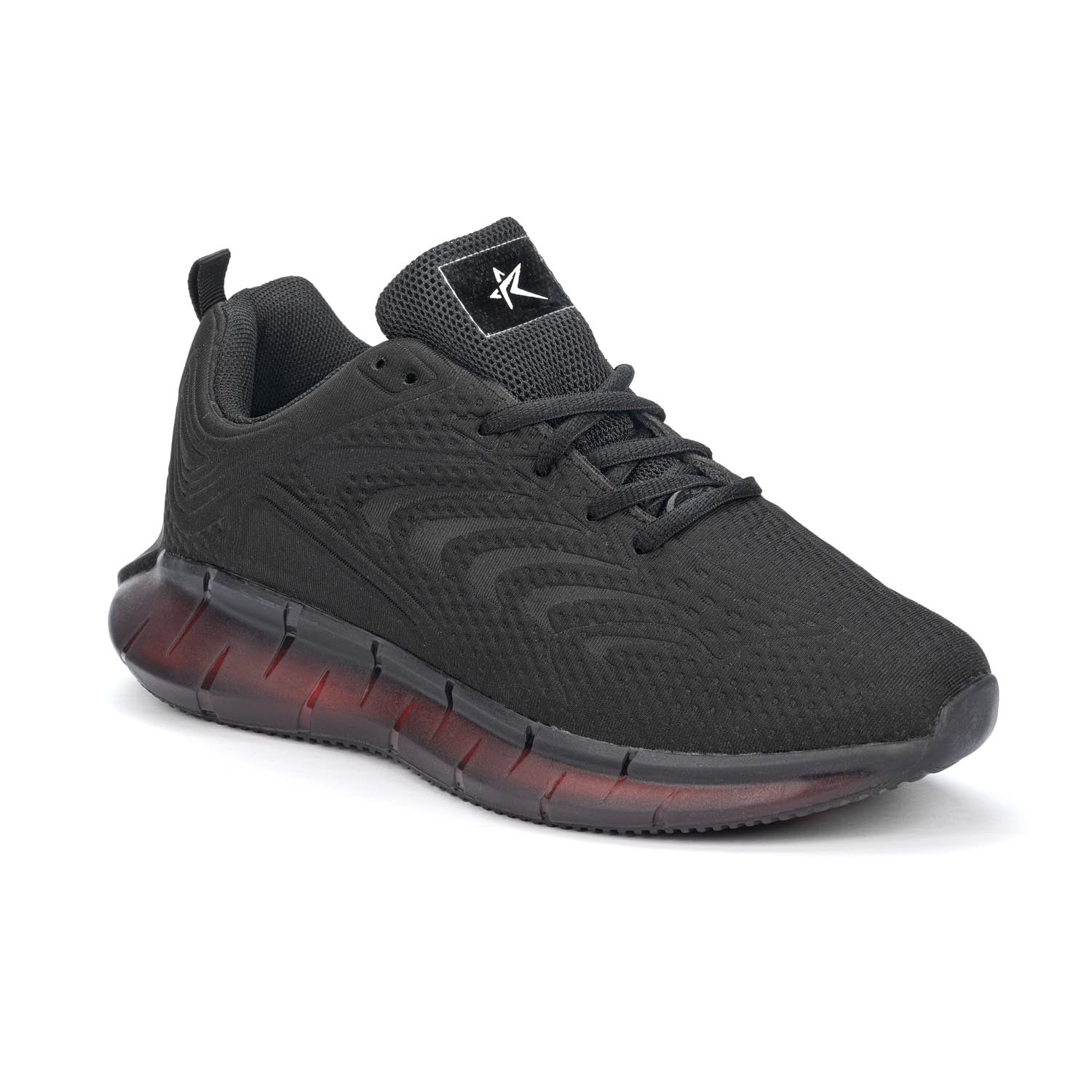Red Solid Mesh Lace Up Running Sport Shoes For Men