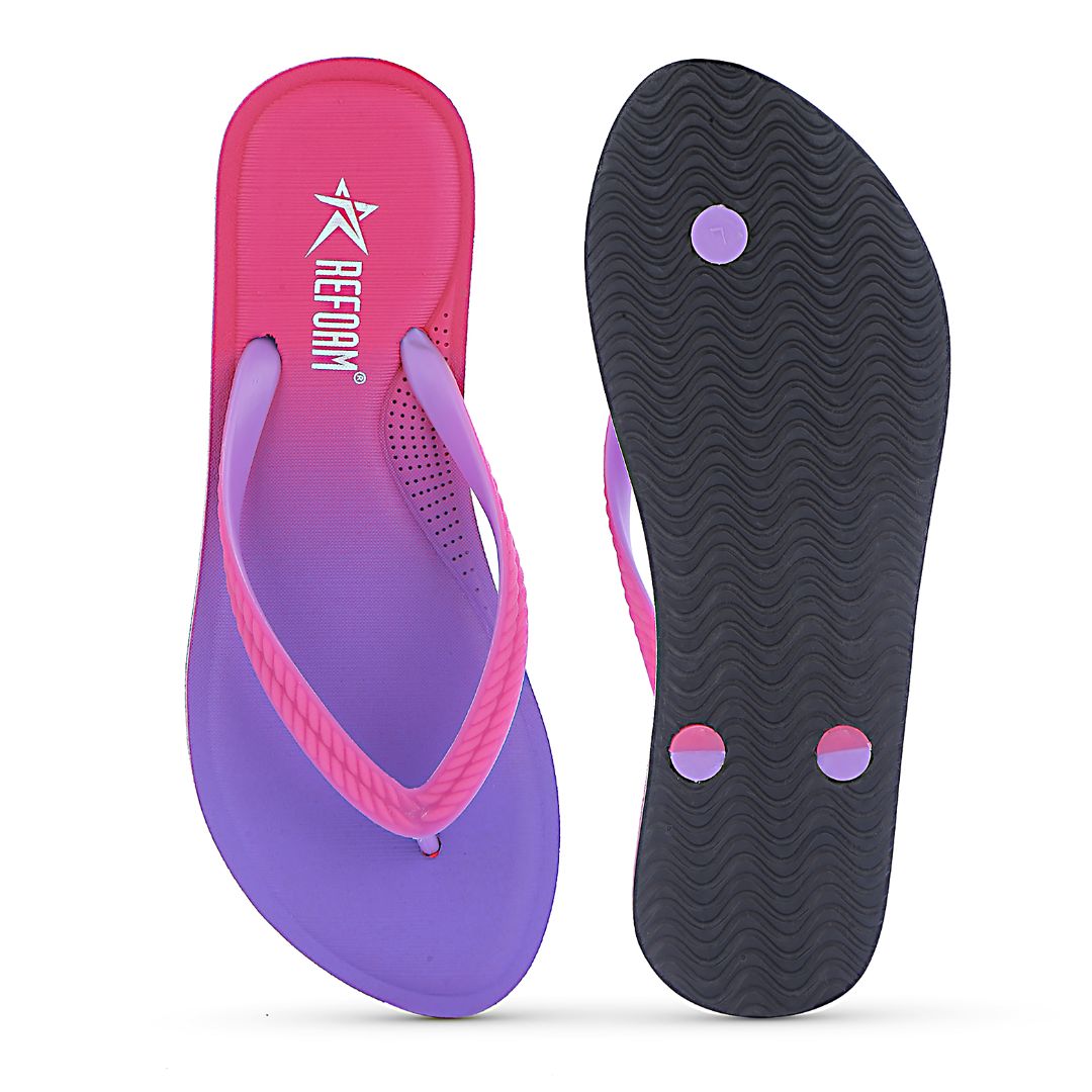 Pink Solid Rubber Slip On Casual Slippers For Women