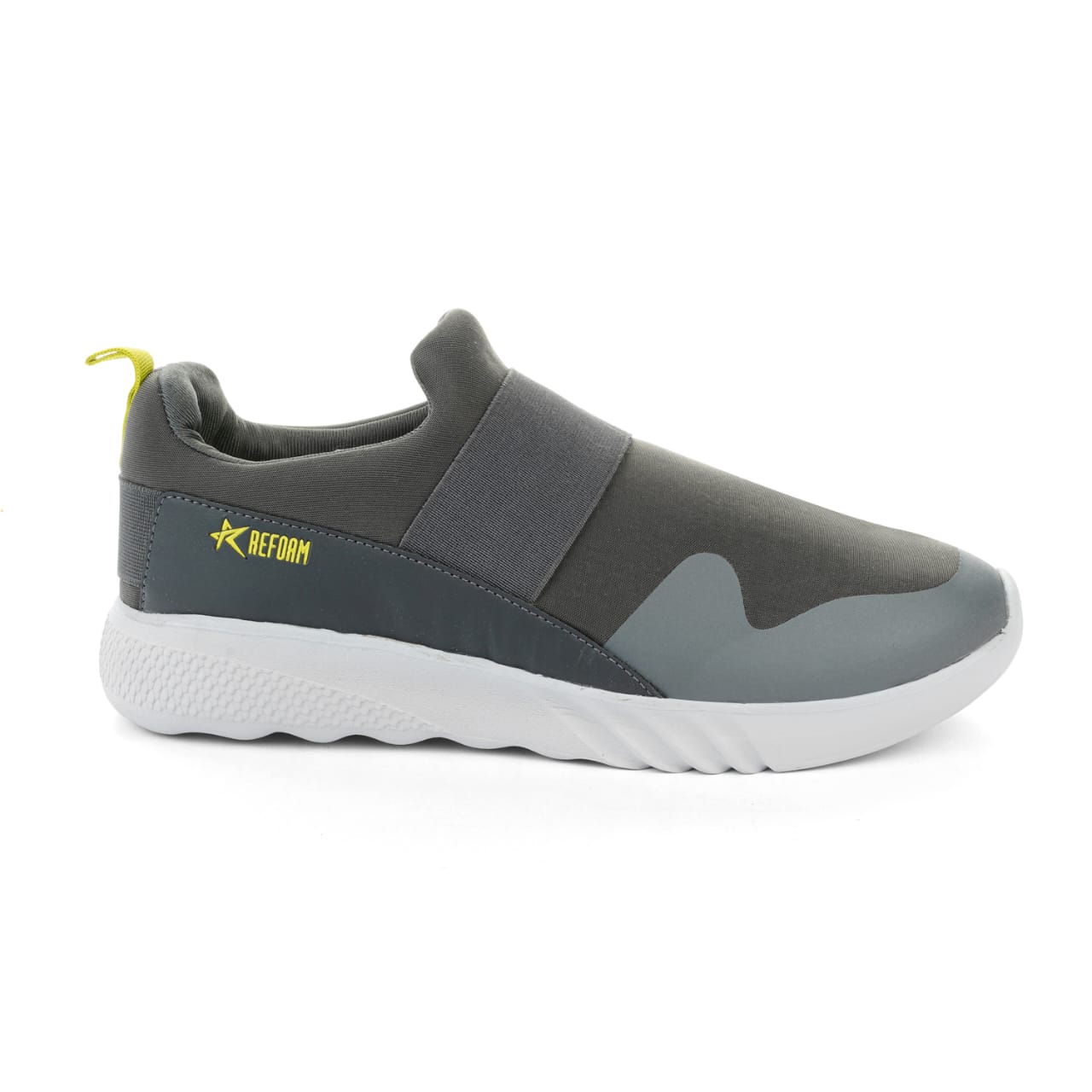 Grey Solid Textile Slip On Running Sport Shoes For Men