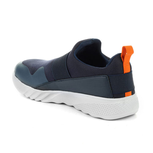 Load image into Gallery viewer, Navy Blue Solid Textile Slip On Running Sport Shoes For Men
