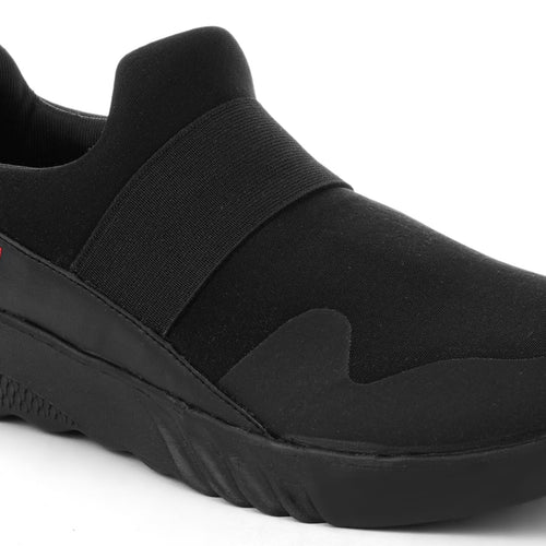 Load image into Gallery viewer, Black Solid Textile Slip On Running Sport Shoes For Men

